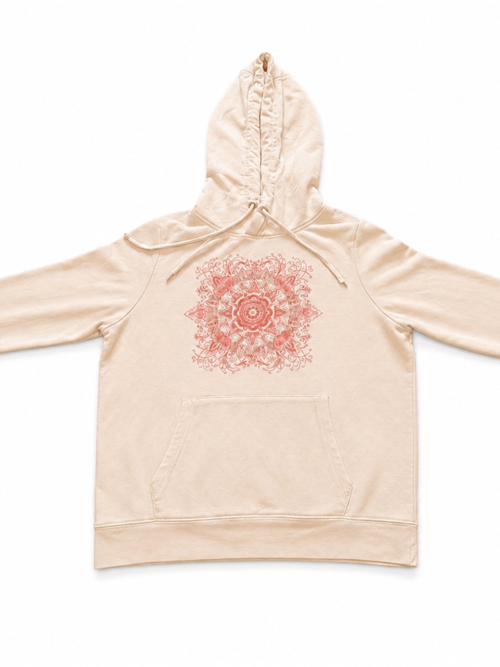 Just Be Cream Pink Mandala Graphic Pullover Hoodie Women’s